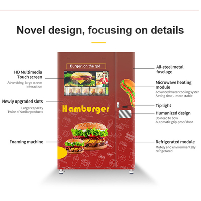 24 ore 32" chiosco del distributore automatico del touch screen per l'alimento caldo dell'hamburger