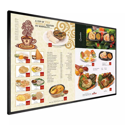 Schermo LCD di pubblicità dell'esposizione di Digital del contrassegno del bordo fissato al muro a 43 pollici del menu