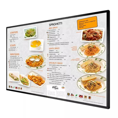 Schermo LCD di pubblicità dell'esposizione di Digital del contrassegno del bordo fissato al muro a 43 pollici del menu