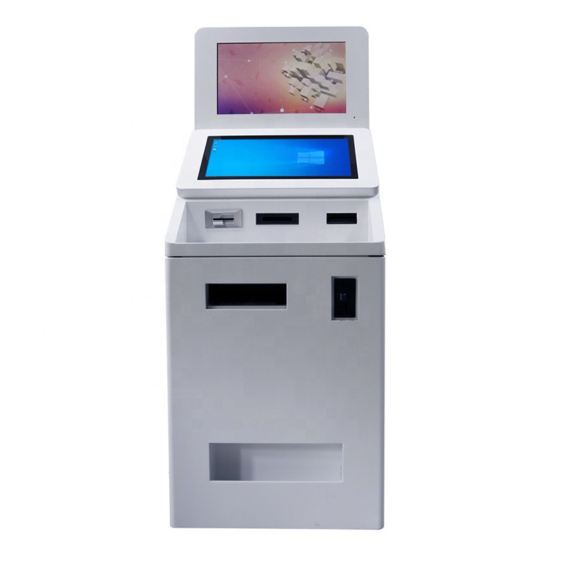 Lettore di schede doppio dell'analizzatore di dimensioni dello schermo QR Cash e macchina d'erogazione del chiosco di BANCOMAT di pagamento di self service della moneta
